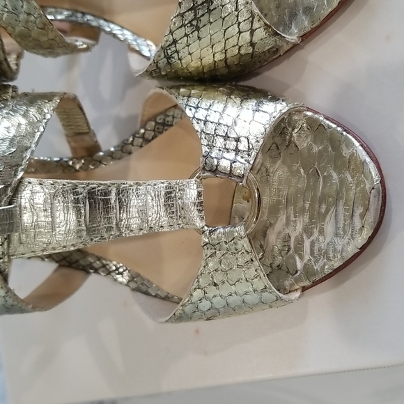 Alexandre Birman Python Metallic Gold Sandal Heels - Picture 9 of 10